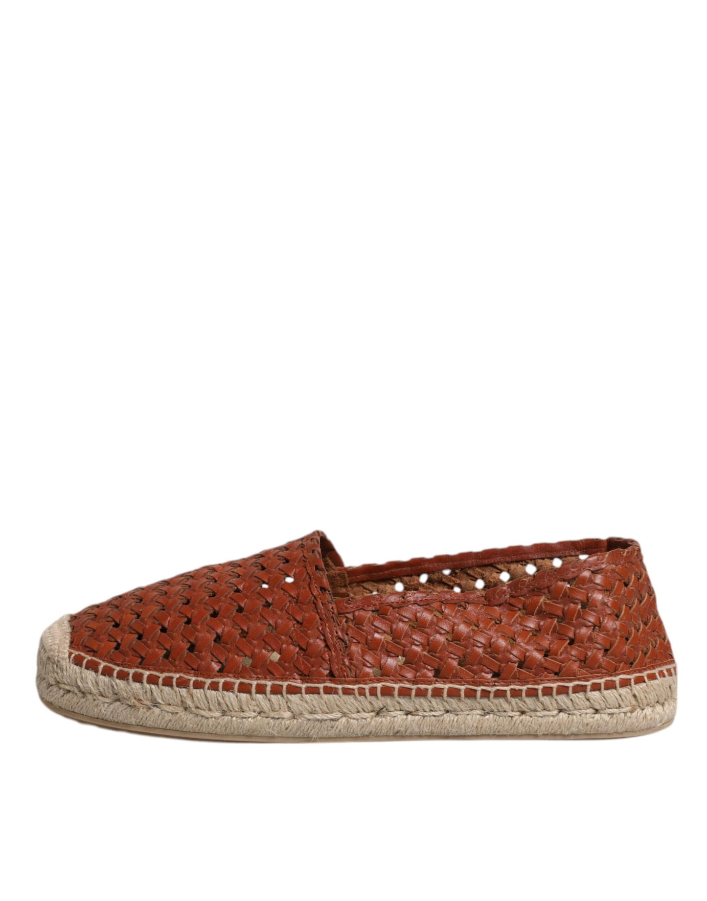 Dolce & Gabbana Kastanienbraune gewebte Leder Herren Espadrille Schuhe