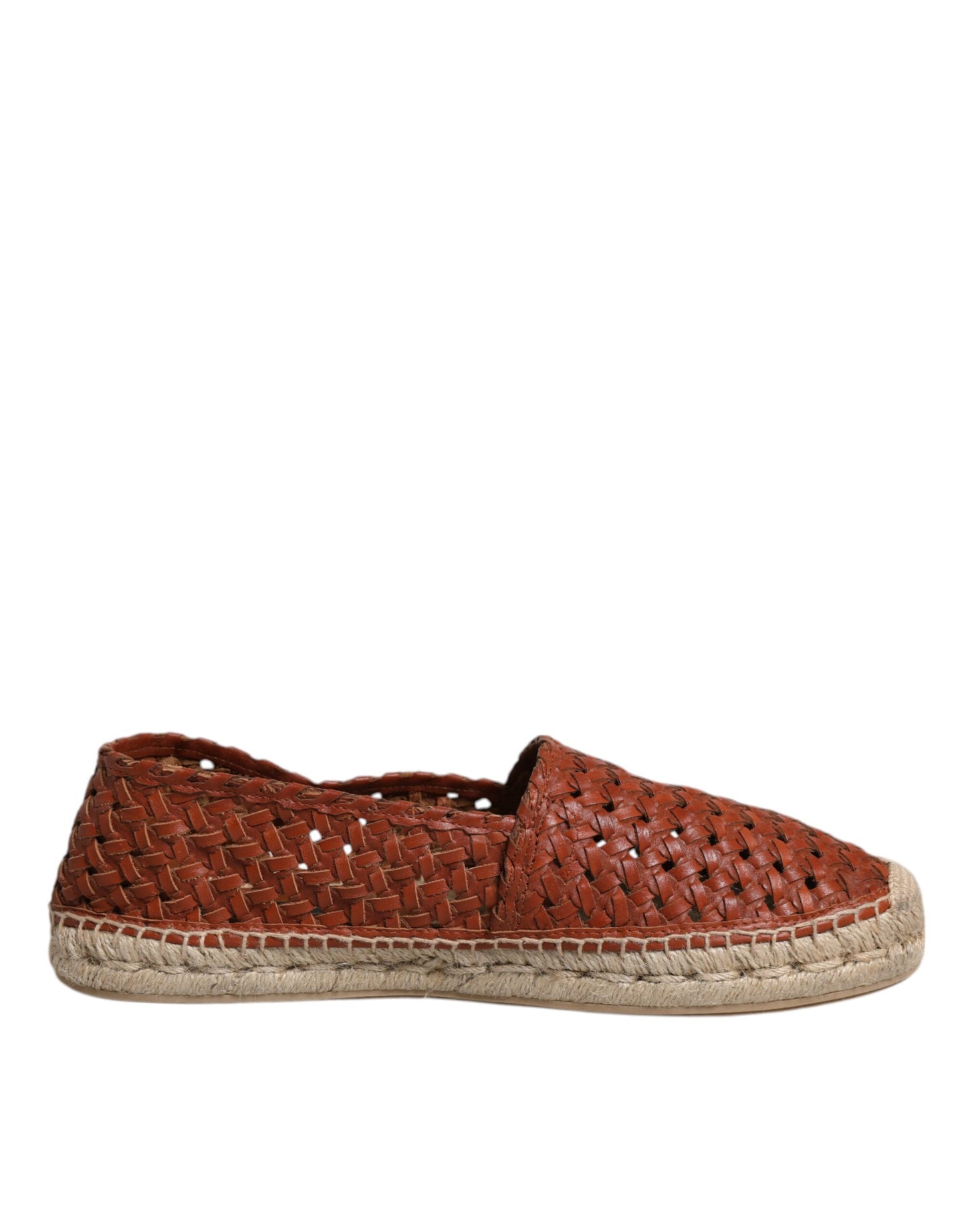 Dolce & Gabbana Kastanienbraune gewebte Leder Herren Espadrille Schuhe