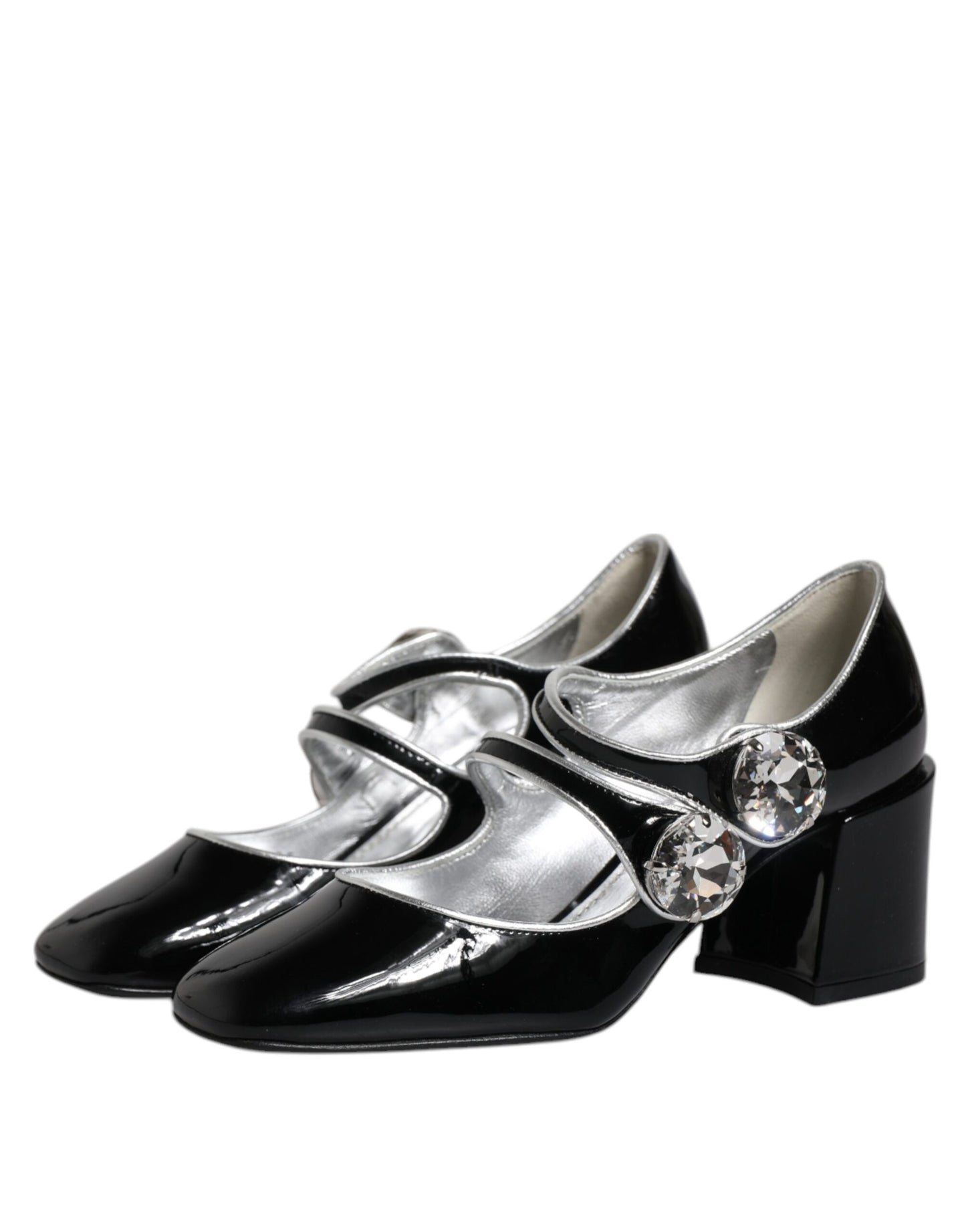 Dolce & Gabbana Schwarz Lackleder Kristall Mary Jane Pumps Schuhe