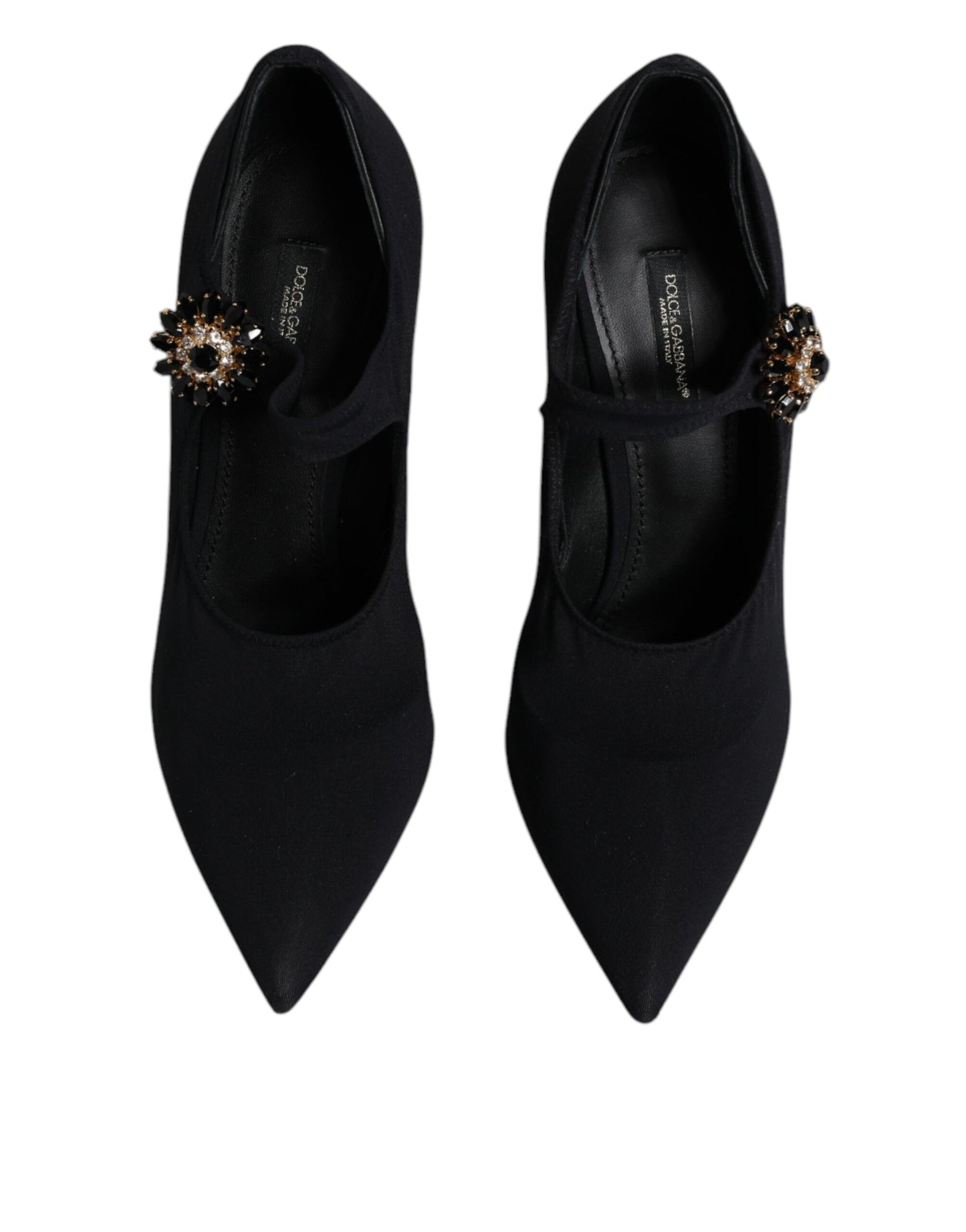 Dolce & Gabbana Schwarz Mary Jane Stretch Kristall Pumps Schuhe