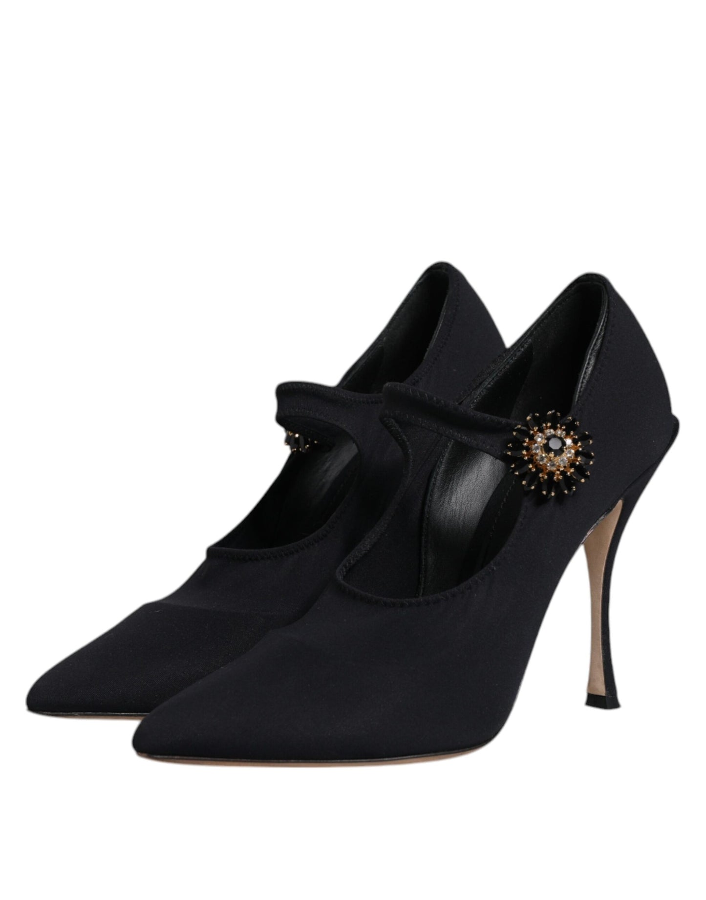 Dolce & Gabbana Schwarz Mary Jane Stretch Kristall Pumps Schuhe