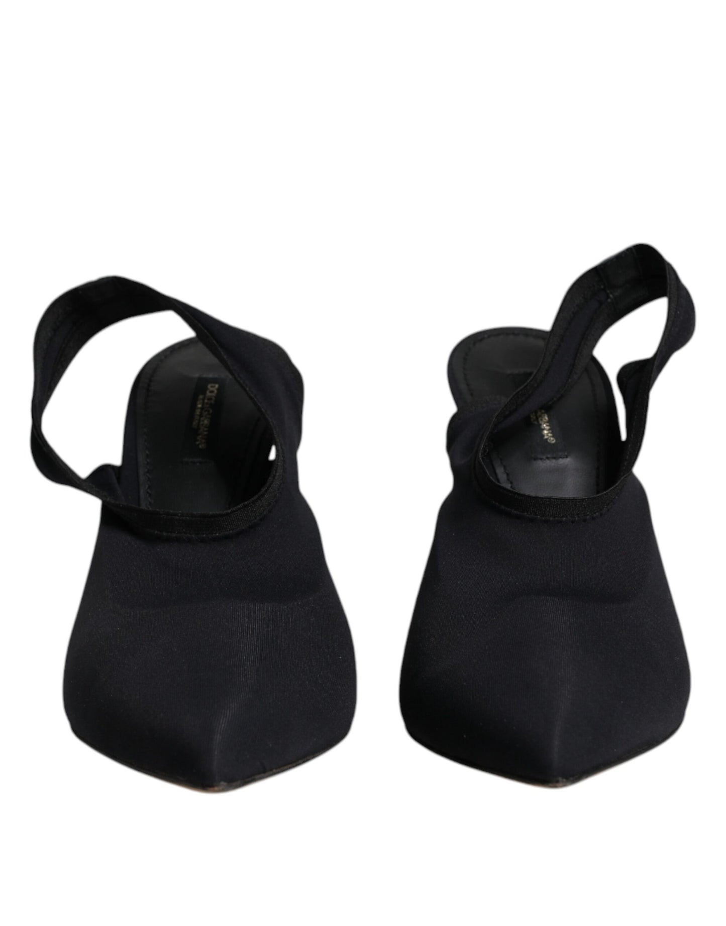 Dolce & Gabbana Schwarze Jersey Stretch Heels Slingback Schuhe