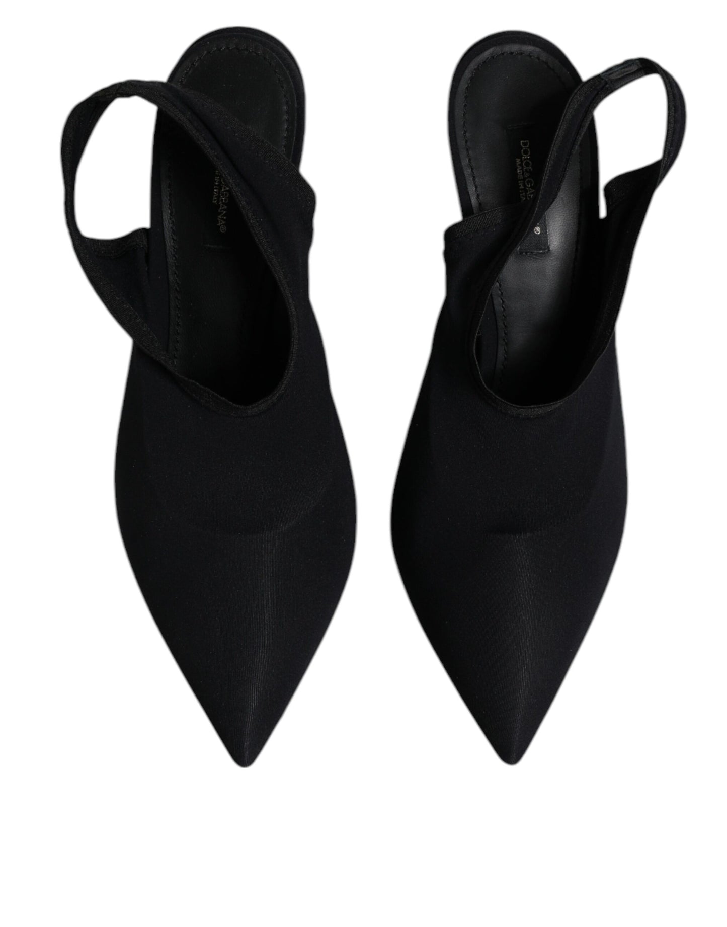 Dolce & Gabbana Schwarze Jersey Stretch Heels Slingback Schuhe