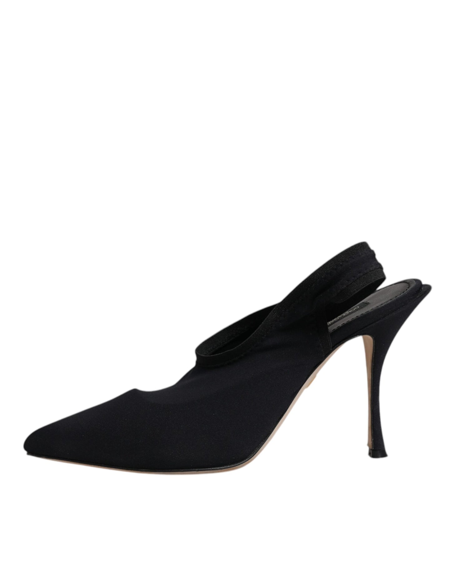Dolce & Gabbana Schwarze Jersey Stretch Heels Slingback Schuhe