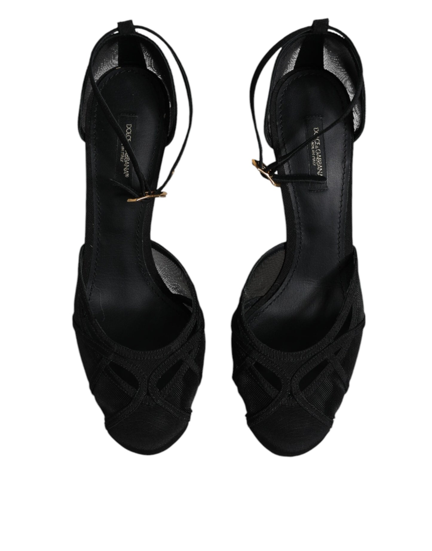 Dolce & Gabbana Schwarz Mesh Knöchelriemen Heels Pumps Schuhe