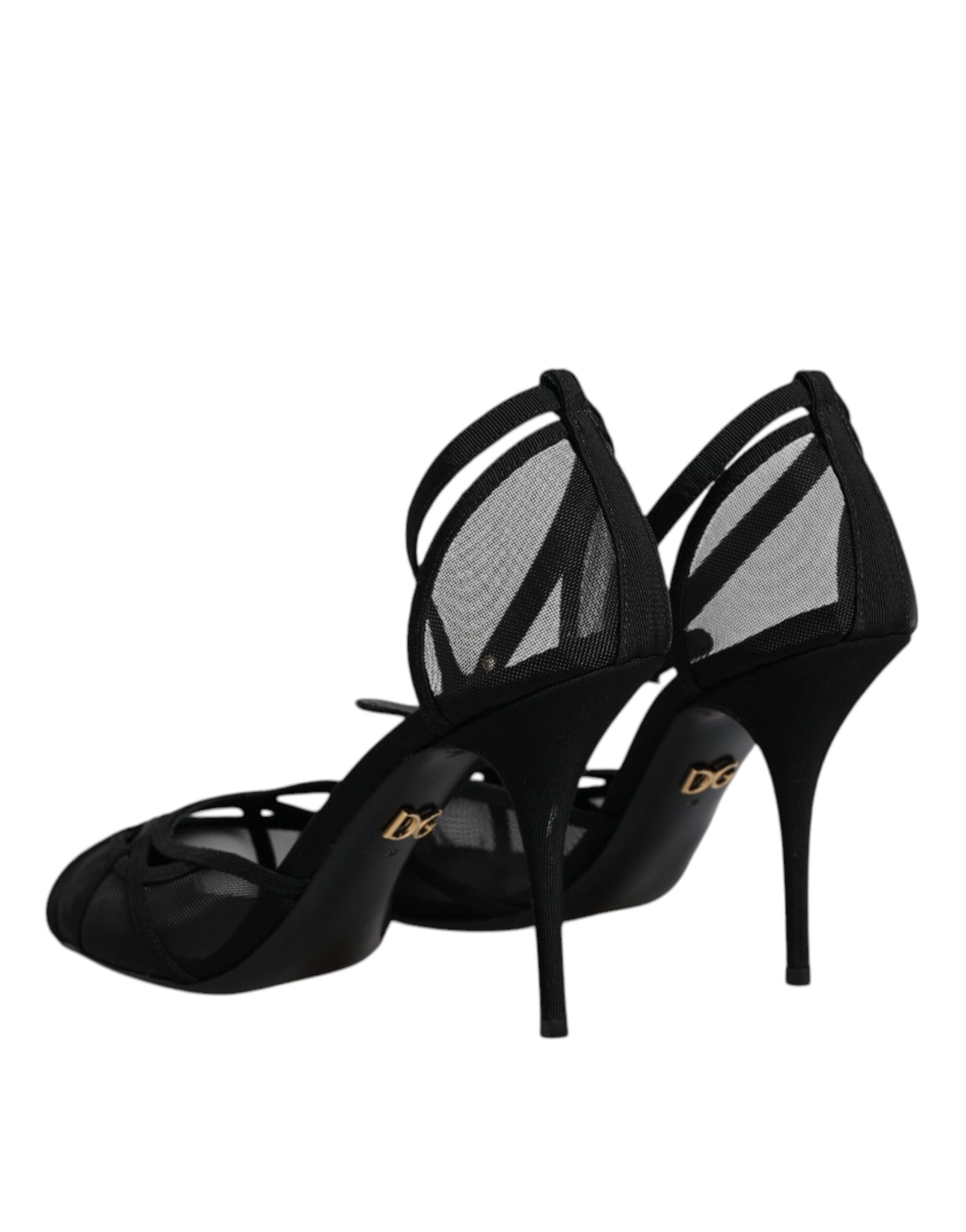 Dolce & Gabbana Schwarz Mesh Knöchelriemen Heels Pumps Schuhe