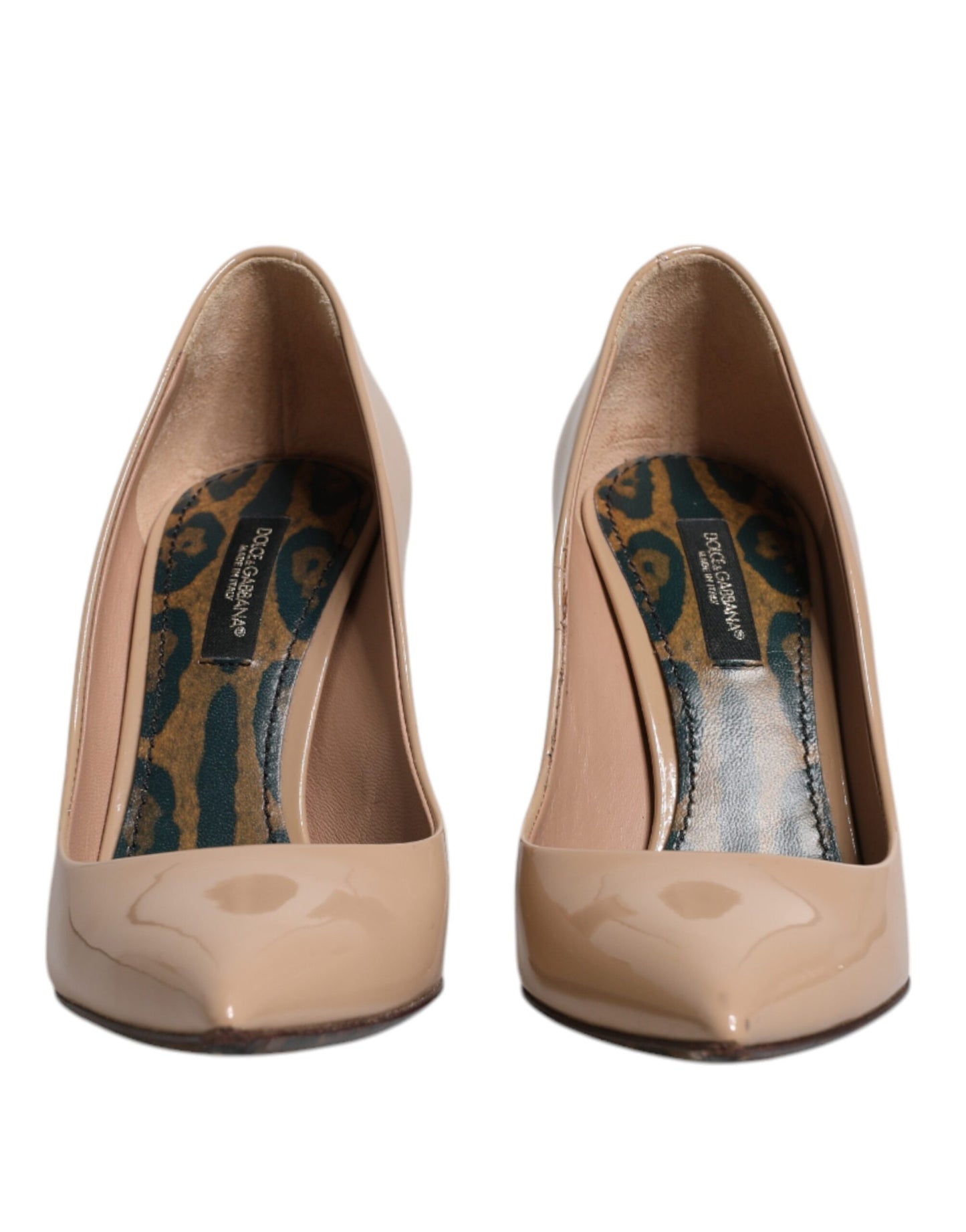 Dolce & Gabbana Beige Lackleder Stiletto Heel Pumps Schuhe