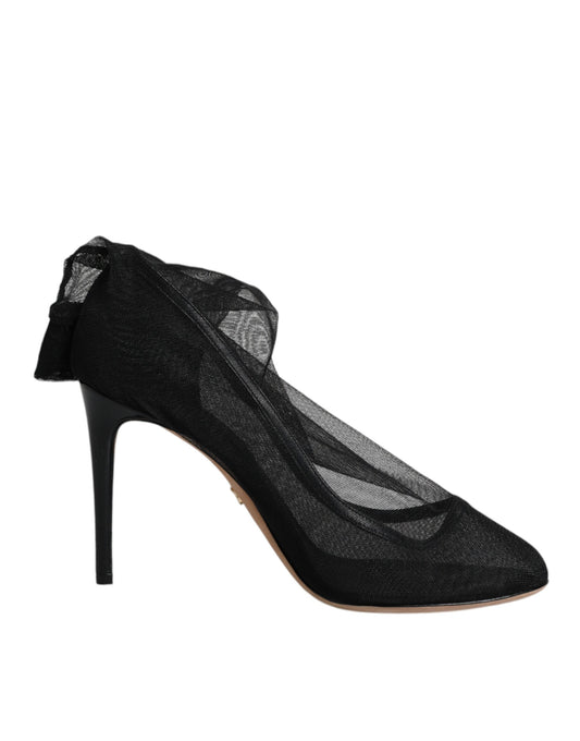 Dolce & Gabbana Schwarze Nylon Stretch Mesh Socke Stiefel Schuhe