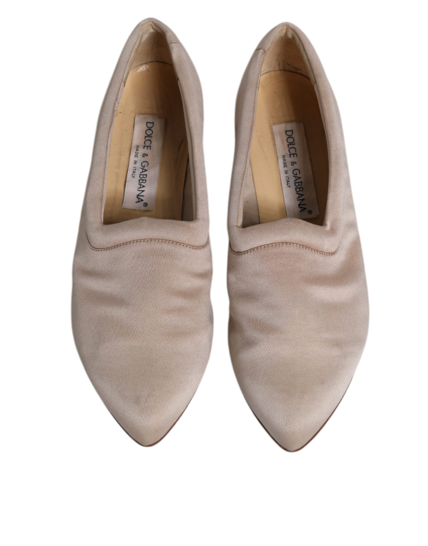 Dolce & Gabbana Beige Stoff Slip On Ballerina Flats Schuhe