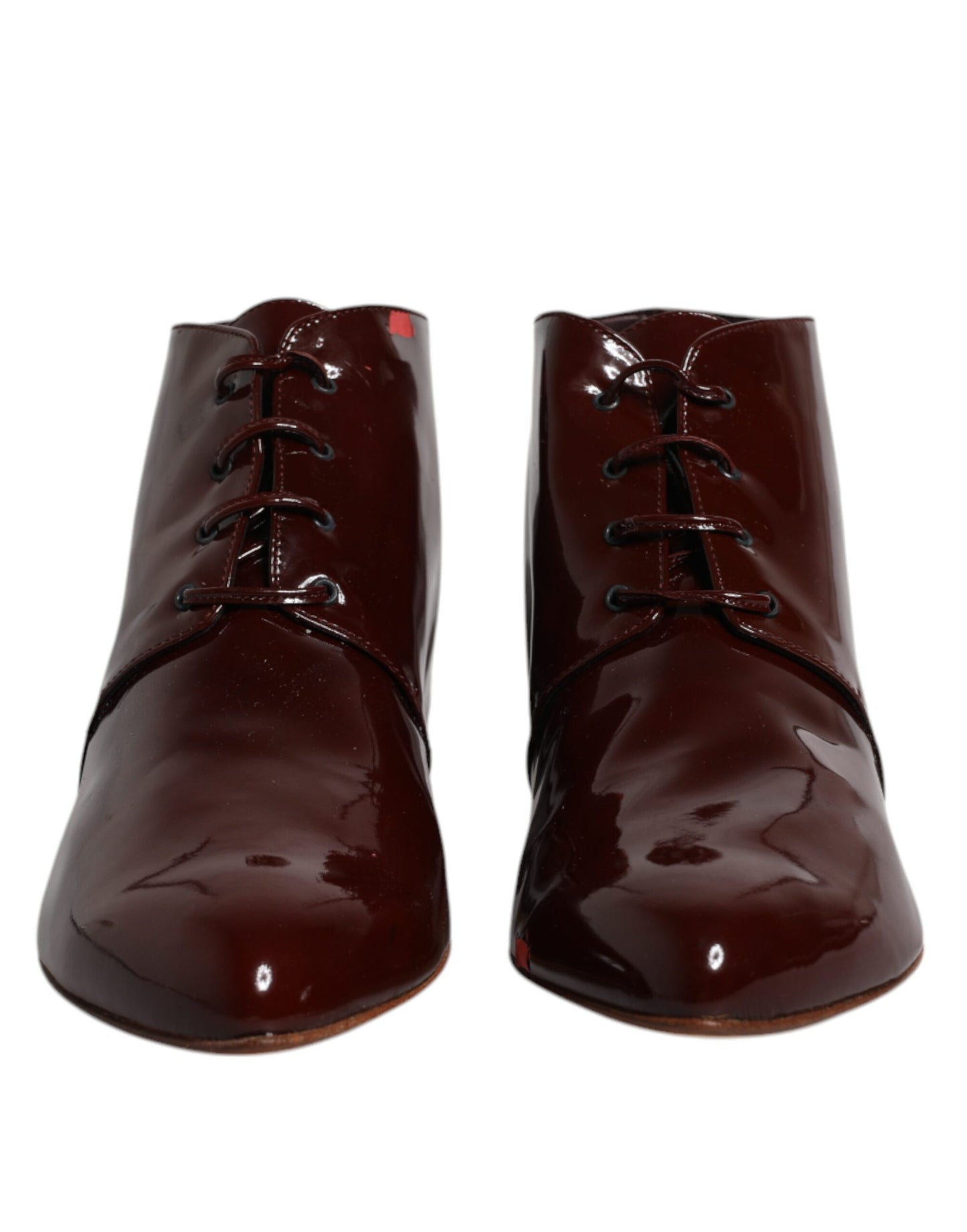 Dolce & Gabbana Maroon Leder Schnürstiefel Schuhe