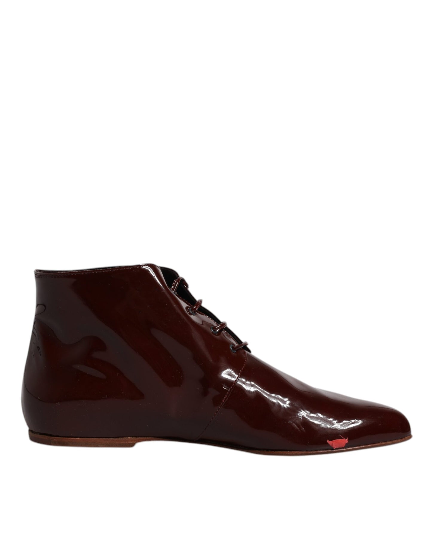 Dolce & Gabbana Maroon Leder Schnürstiefel Schuhe