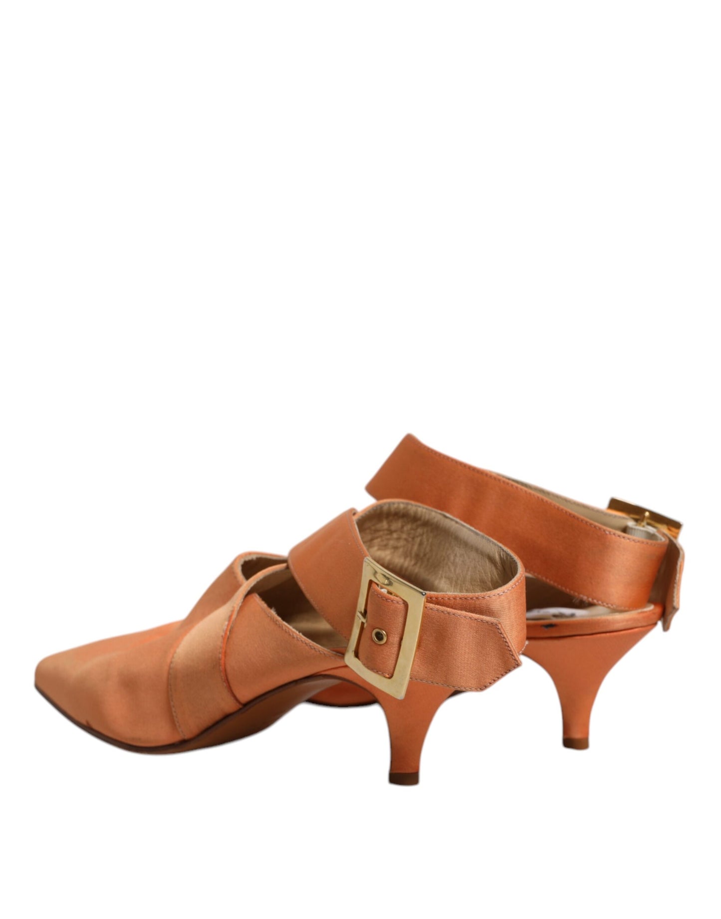 Dolce & Gabbana Orange Kitten Heels Slingback Sandalen Schuhe