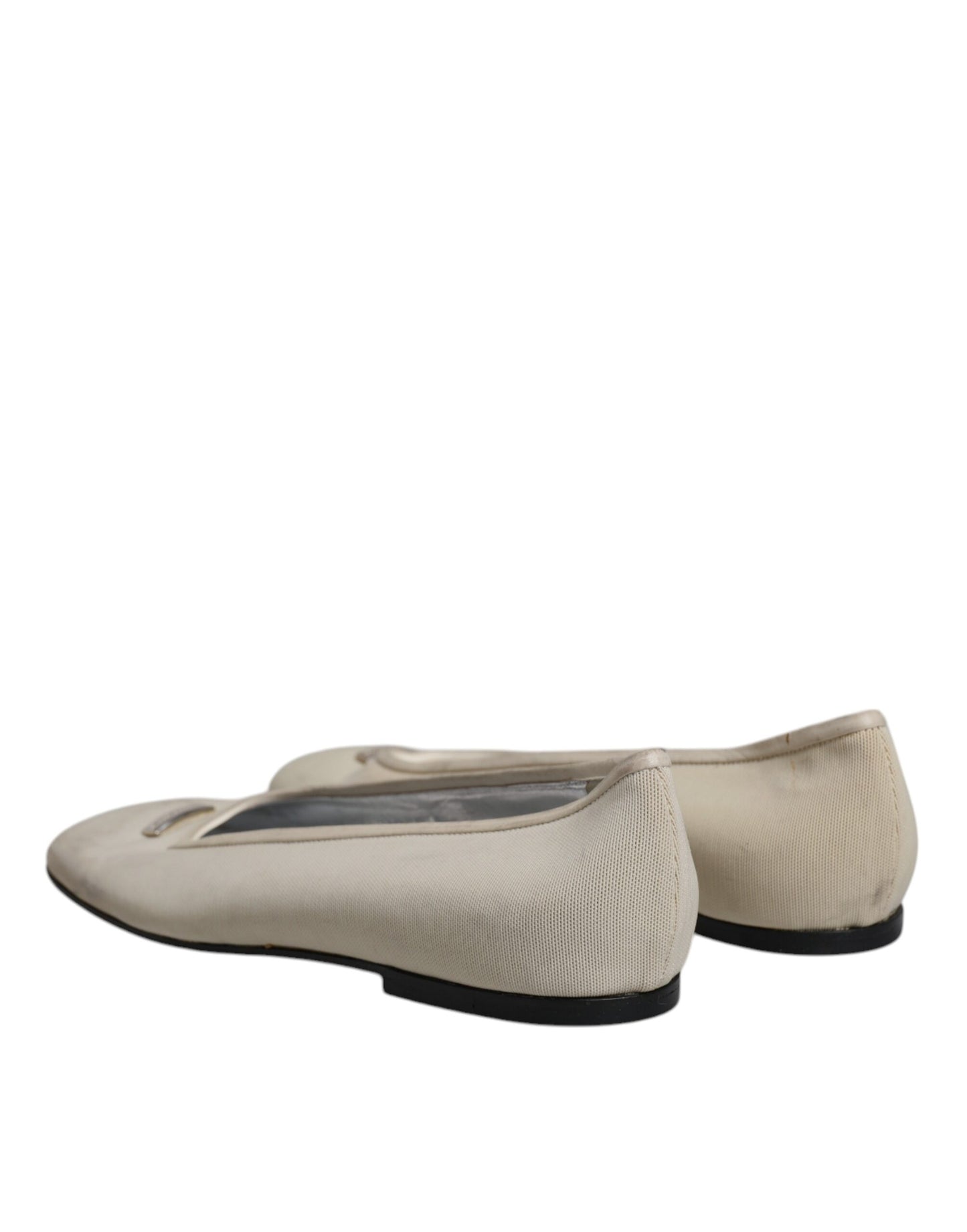 Dolce & Gabbana Beige Stoff Slip On Ballerina Flats Schuhe