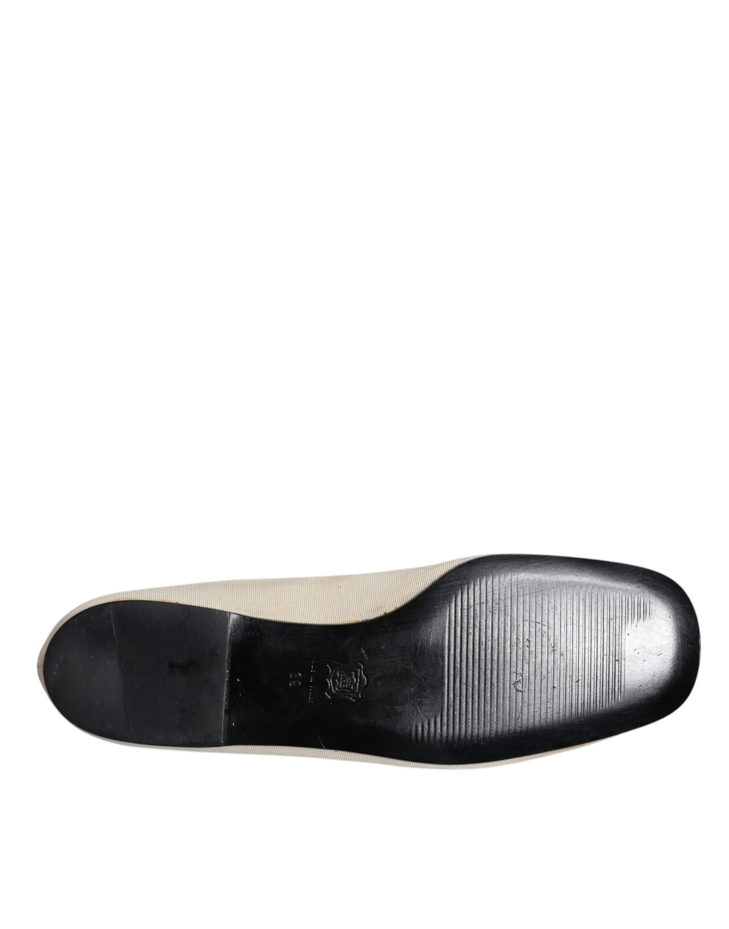 Dolce & Gabbana Beige Stoff Slip On Ballerina Flats Schuhe