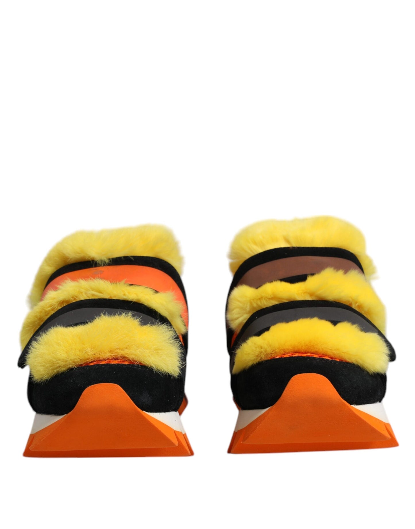 Dolce & Gabbana Multicolor Pelz verschönert Turnschuhe Schuhe