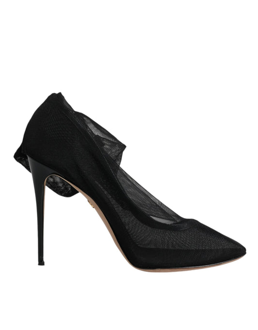 Dolce & Gabbana Schwarz Nylon Mesh Socke Stil Stiefel Schuhe