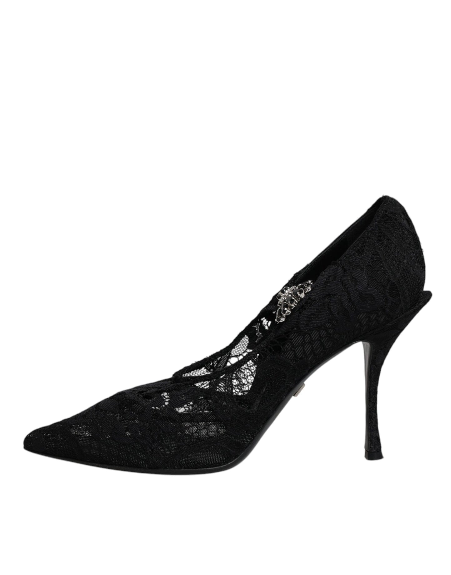 Dolce & Gabbana Schwarz Spitze Kristalle Mary Jane Pumps Schuhe