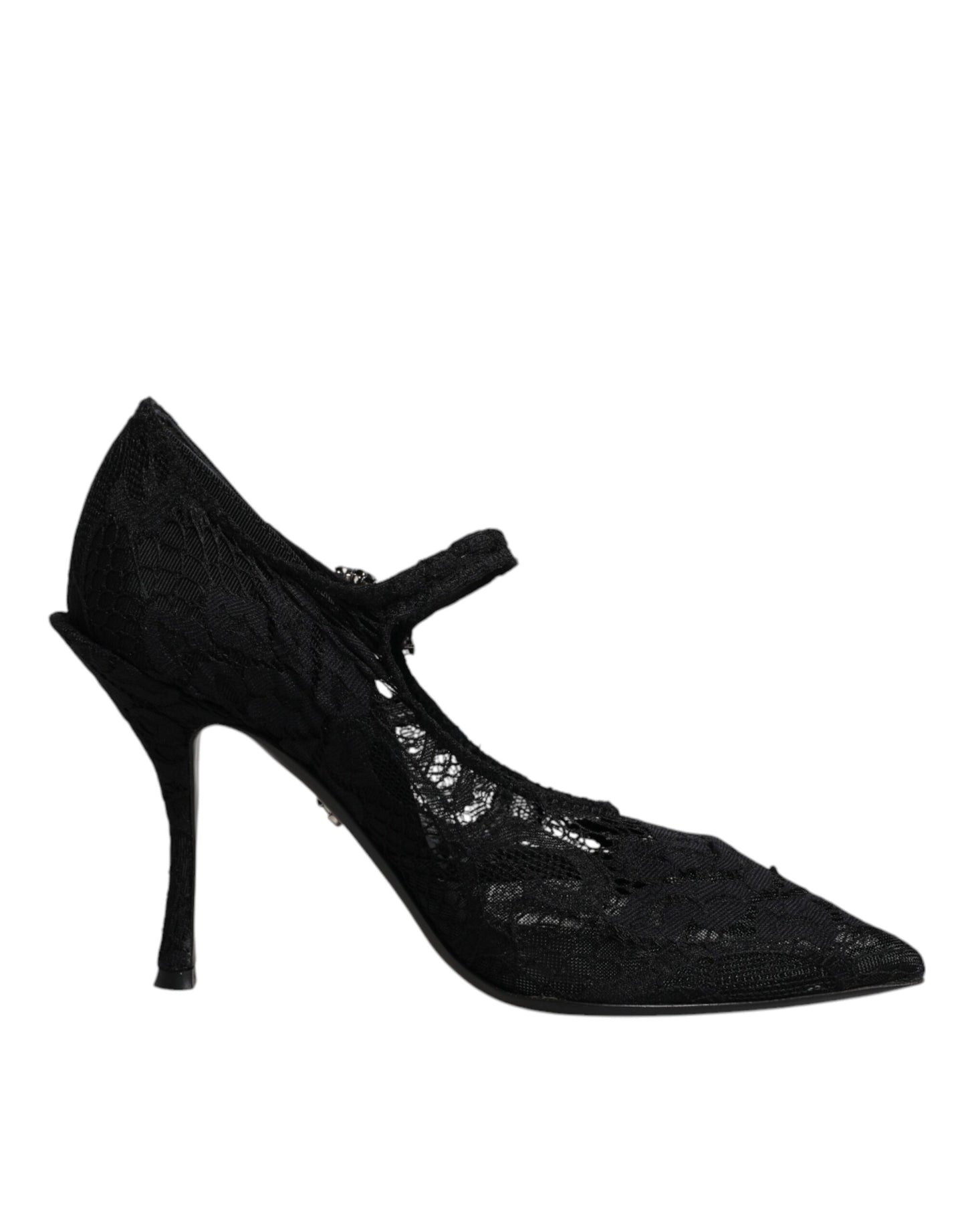 Dolce & Gabbana Schwarz Spitze Kristalle Mary Jane Pumps Schuhe