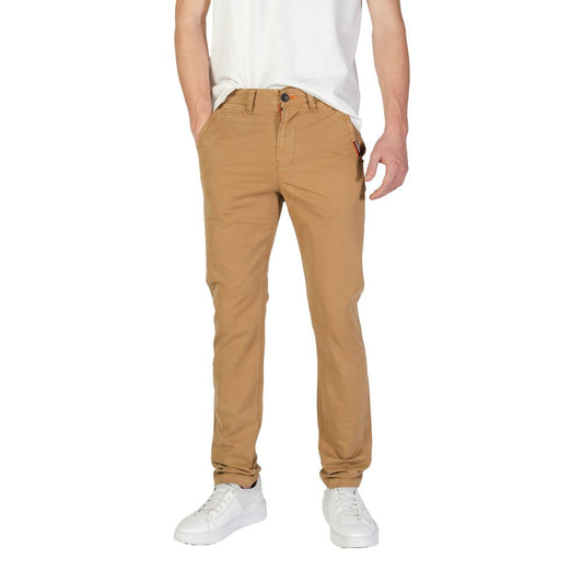 Superdry Beigefarbene Skinny-Hose aus Baumwolle