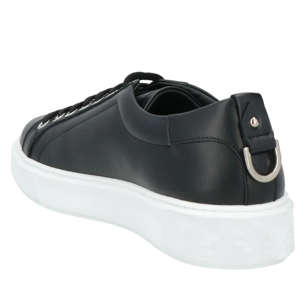 Les Hommes Schwarzes Kalbsleder Herren Sneaker