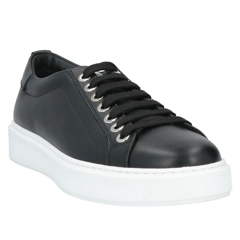 Les Hommes Schwarzes Kalbsleder Herren Sneaker