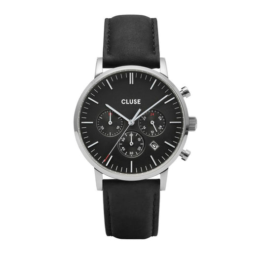 Cluse Schwarze Lederuhr