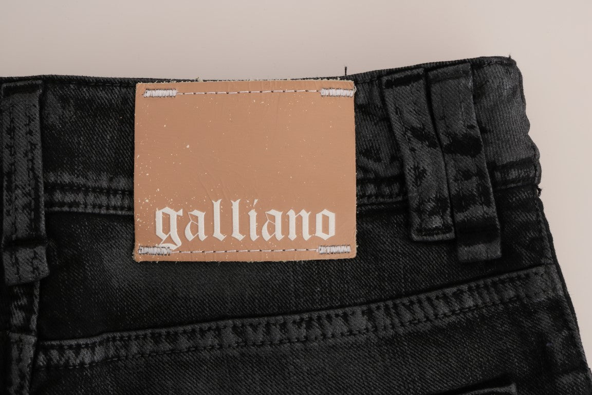 John Galliano Graue Baumwoll-Stretch-Jeans mit normaler Passform