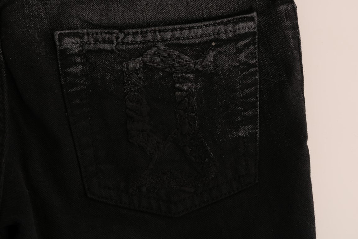 John Galliano Graue Baumwoll-Stretch-Jeans mit normaler Passform