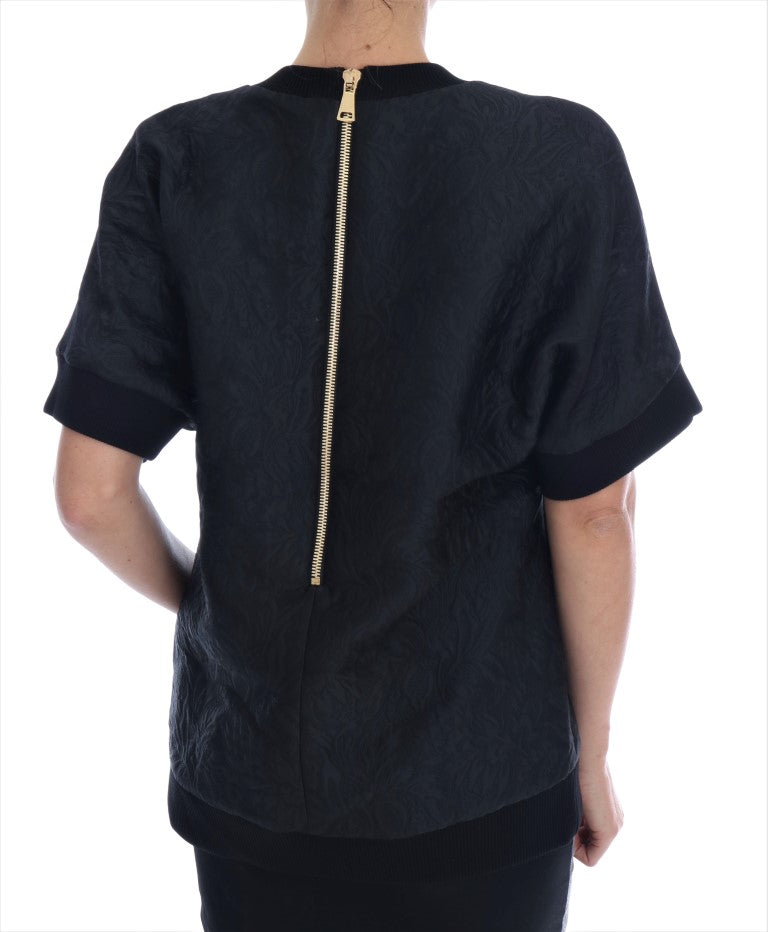 Dolce & Gabbana Schwarzer Brokat Cocktail Kristall Pullover