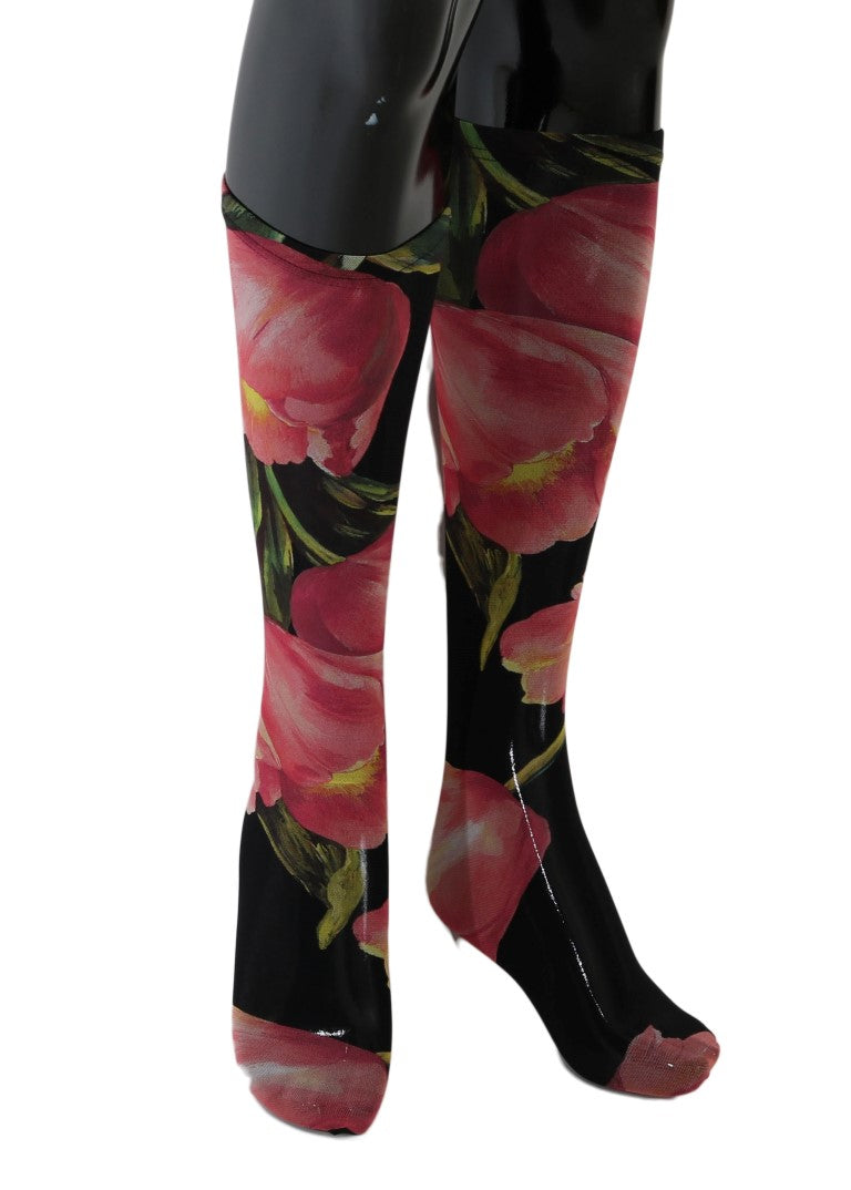 Dolce & Gabbana Multicolor Floral Tulip Nylon Socken