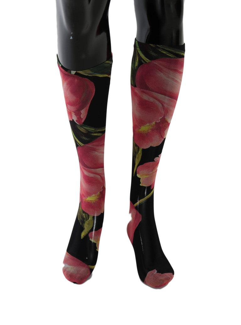Dolce & Gabbana Multicolor Floral Tulip Nylon Socken