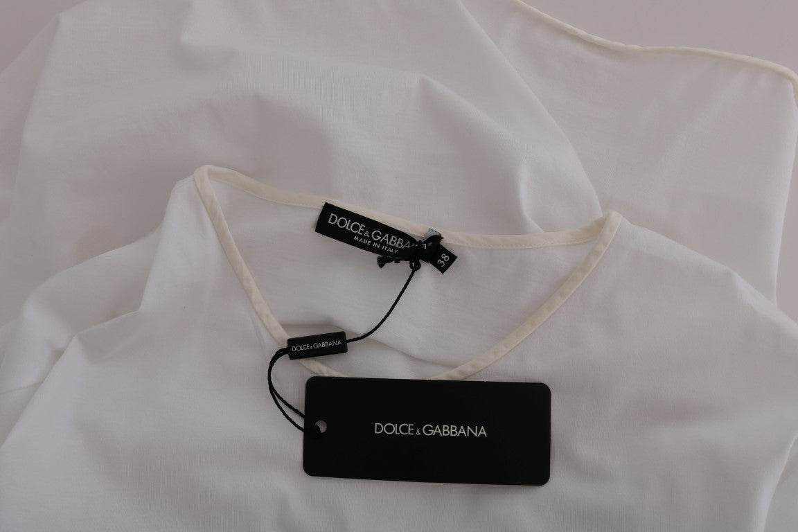 Dolce & Gabbana Weißes T-Shirt aus Baumwolle und Seide