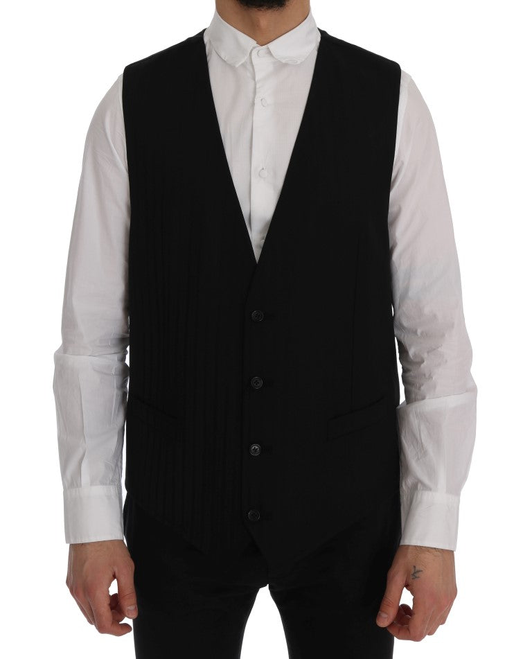 Dolce & Gabbana Schwarze STAFF Wool-Stretch-Weste