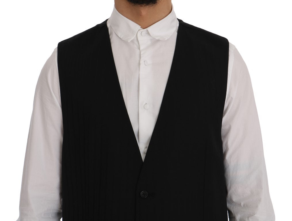 Dolce & Gabbana Schwarze STAFF Wool-Stretch-Weste
