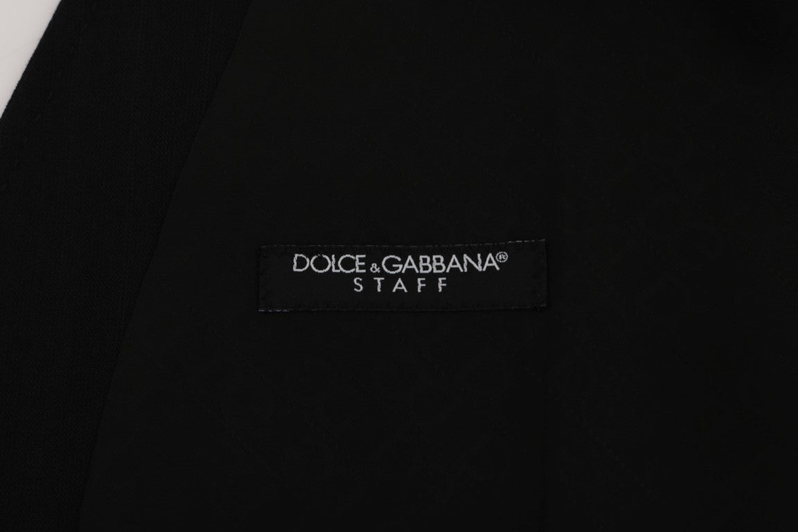 Dolce & Gabbana Schwarze STAFF Wool-Stretch-Weste