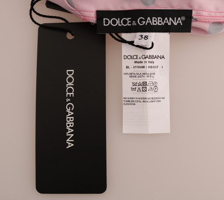 Dolce & Gabbana Rosa gepunktete Seidenbluse