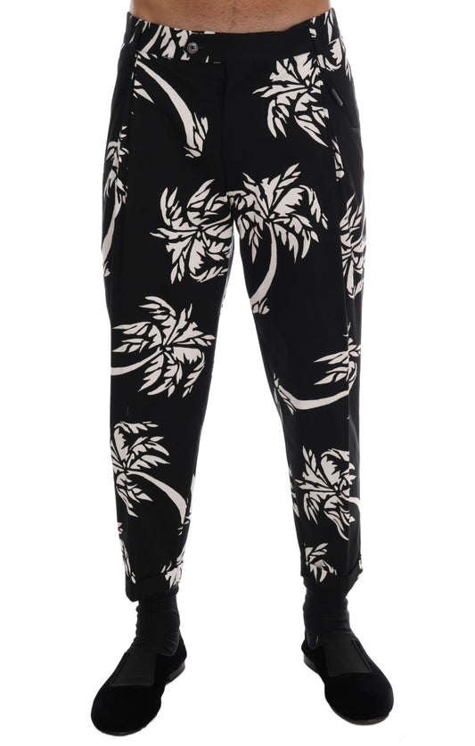 Dolce & Gabbana Black Tree Baumwoll-Stretch-Hose