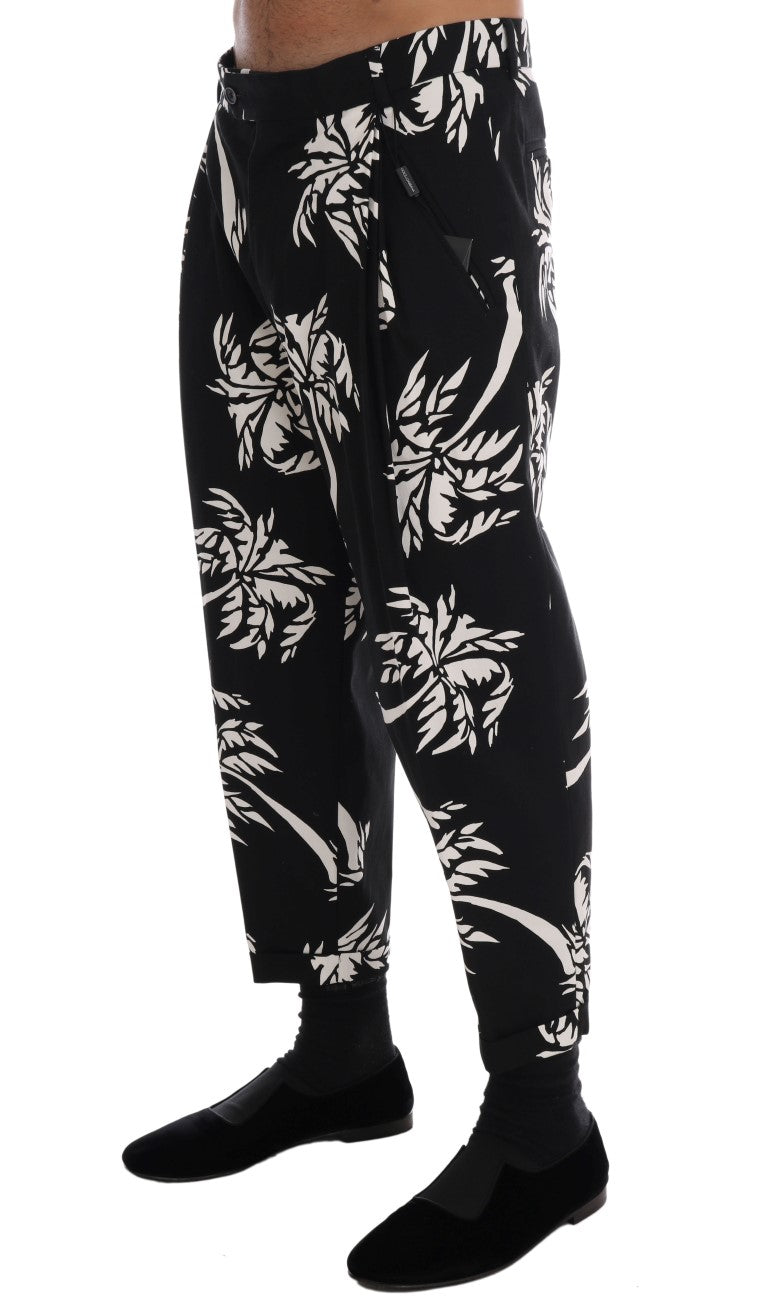 Dolce & Gabbana Black Tree Baumwoll-Stretch-Hose