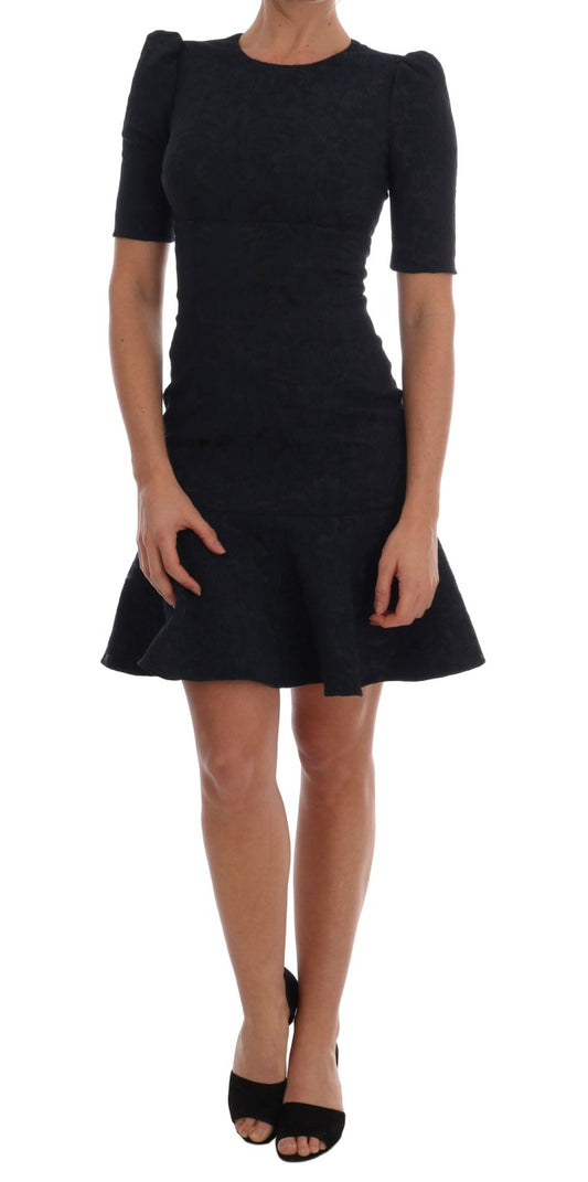 Dolce & Gabbana Schwarz-Blaues Mini-Kleid mit Schlagseite