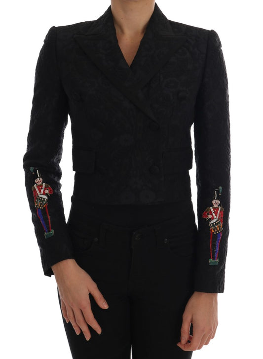 Dolce & Gabbana Schwarze Brokat-Blazer-Jacke