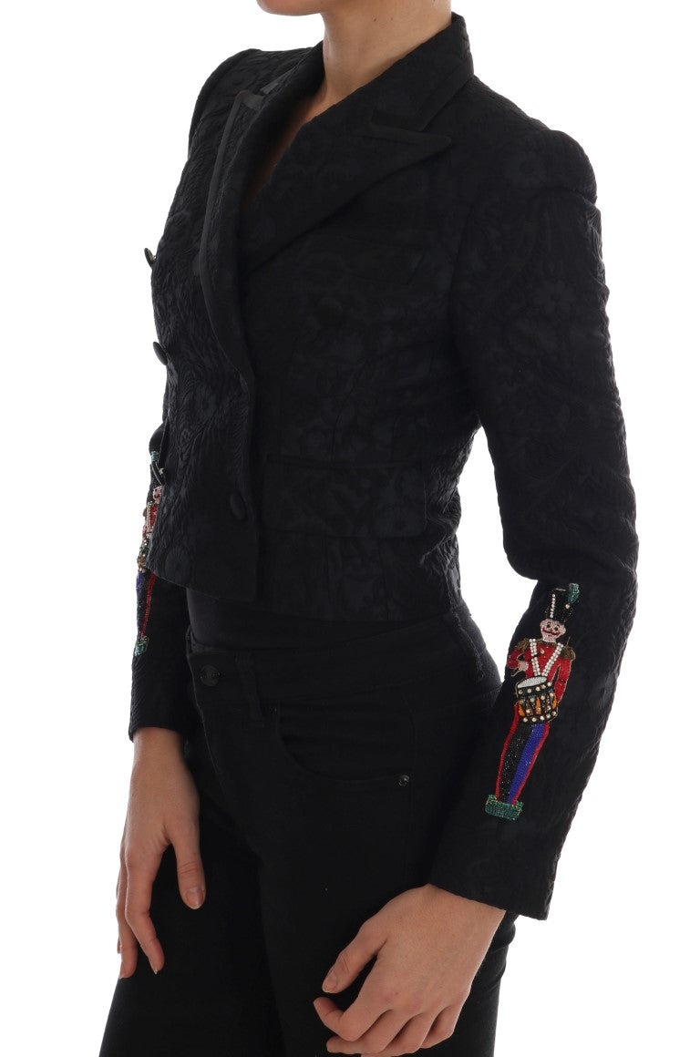 Dolce & Gabbana Schwarze Brokat-Blazer-Jacke