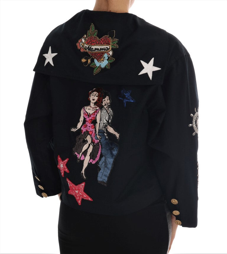 Dolce & Gabbana Blauer Kristall MAMMA Sicily Jacke