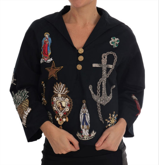 Dolce & Gabbana Blauer Kristall MAMMA Sicily Jacke
