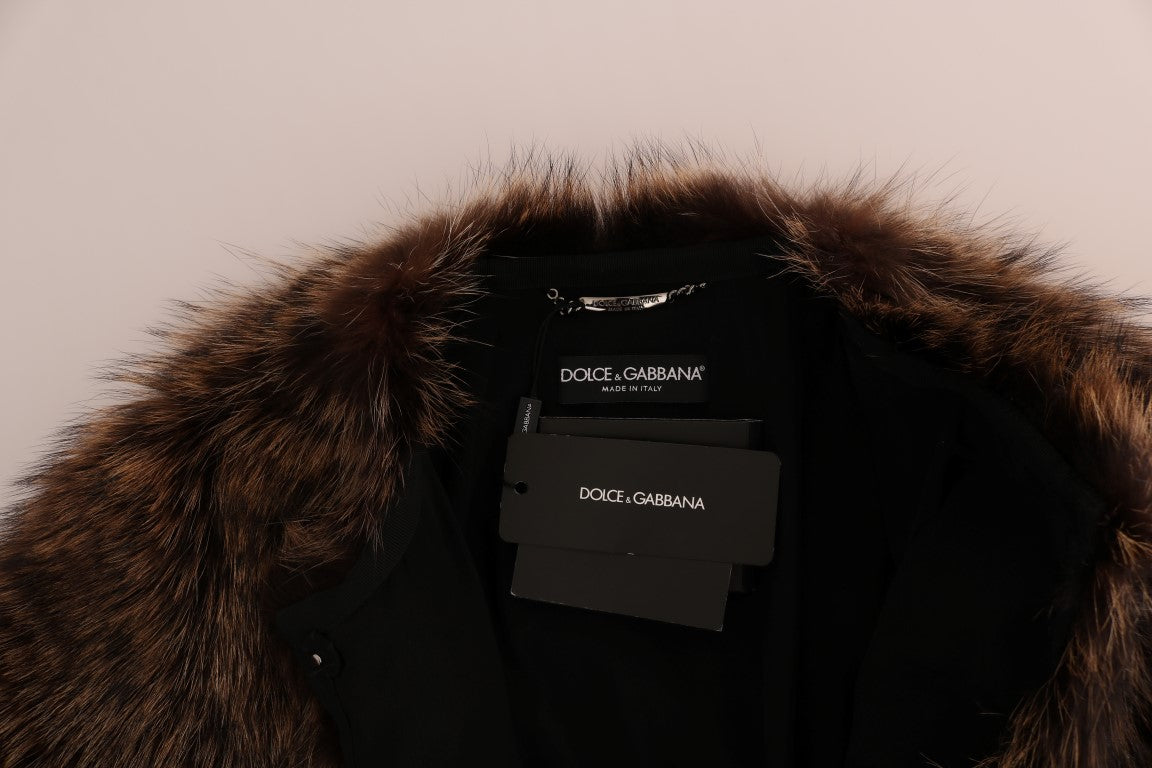 Dolce & Gabbana Brauner Waschbär Pelz Mantel Jacke