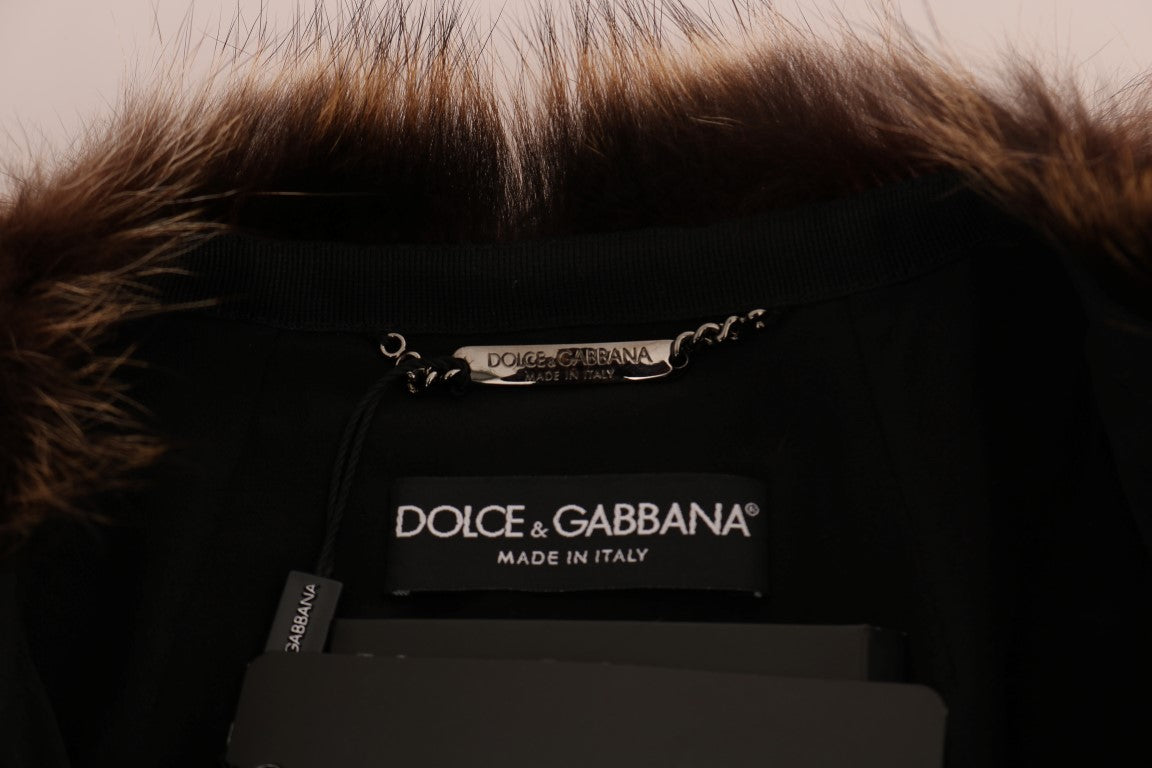 Dolce & Gabbana Brauner Waschbär Pelz Mantel Jacke