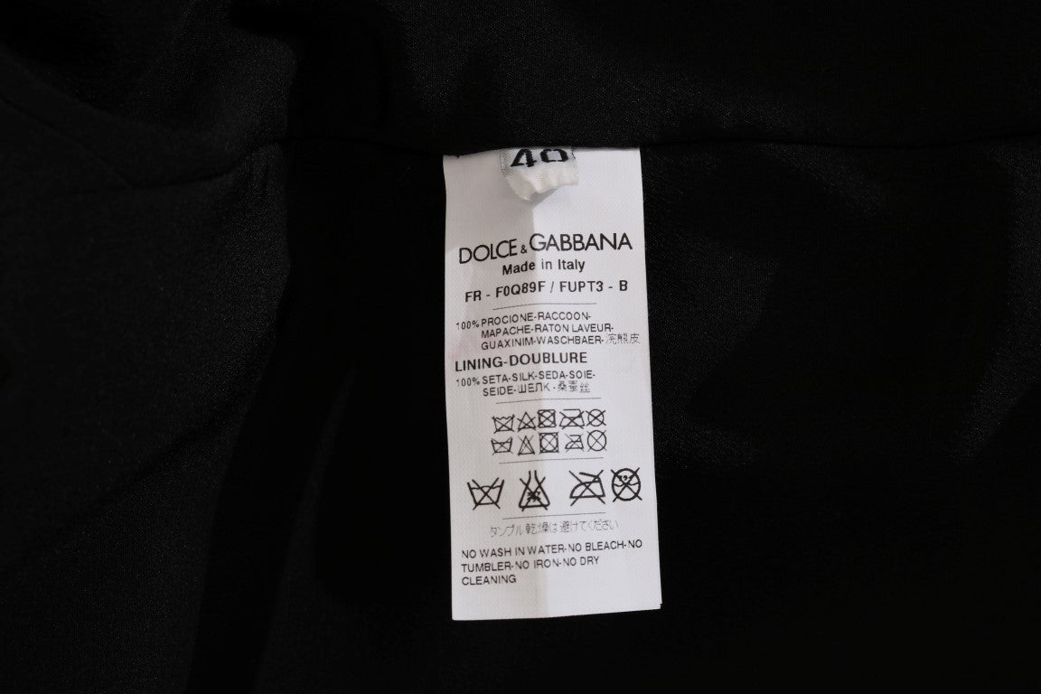 Dolce & Gabbana Brauner Waschbär Pelz Mantel Jacke