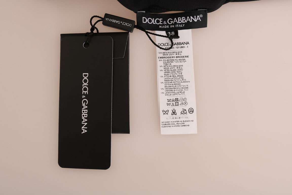 Dolce & Gabbana Schwarzes Seiden-Märchen-Top Kristallbluse