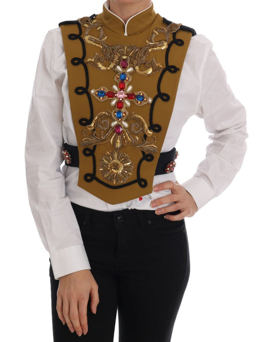 Dolce & Gabbana Gelbe Kristallkreuz-Weste Jacke
