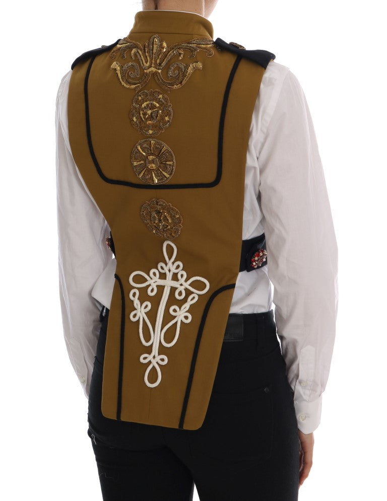 Dolce & Gabbana Gelbe Kristallkreuz-Weste Jacke