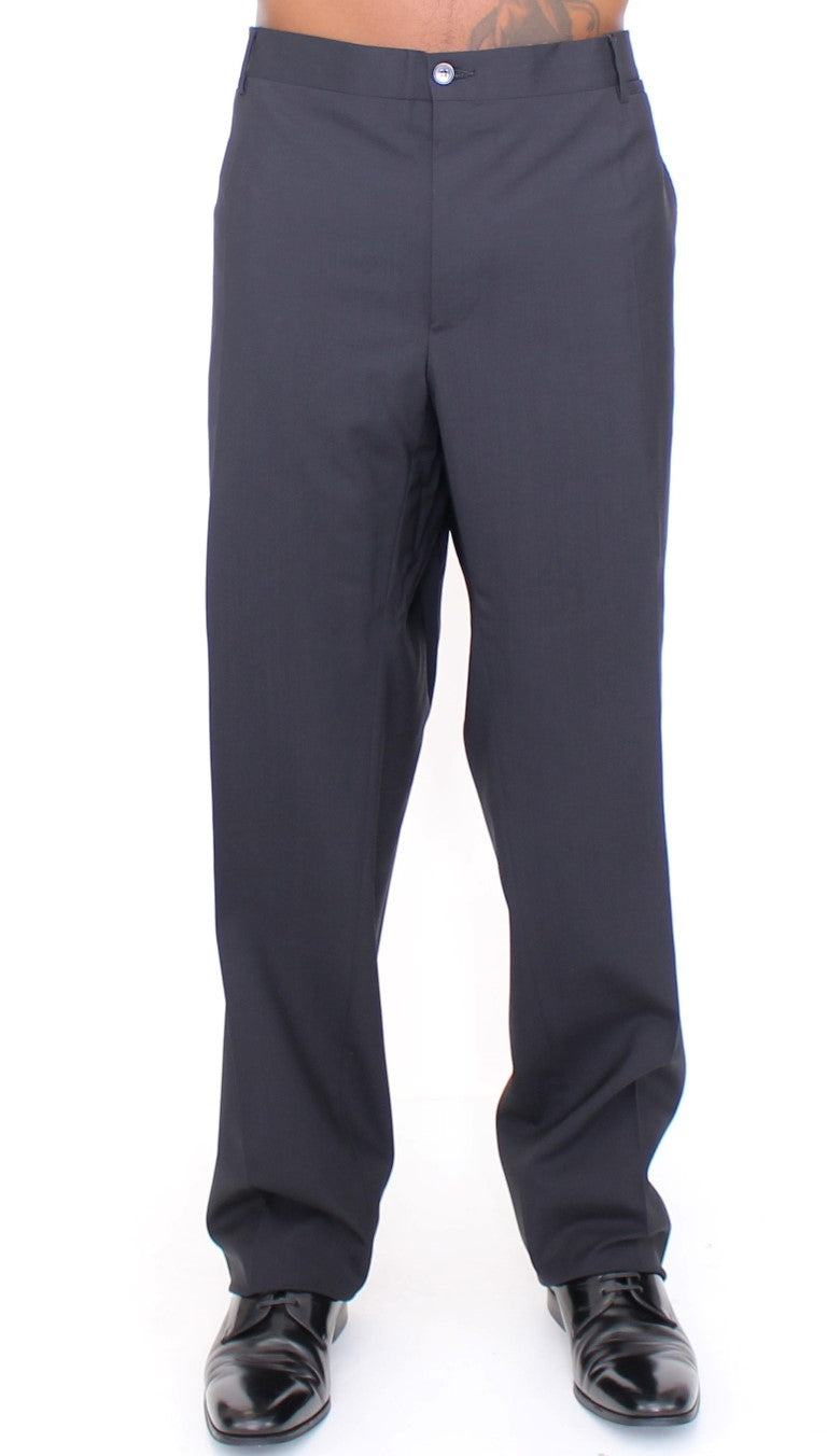 Dolce & Gabbana Schwarze Stretch-Faltenhose aus Wolle